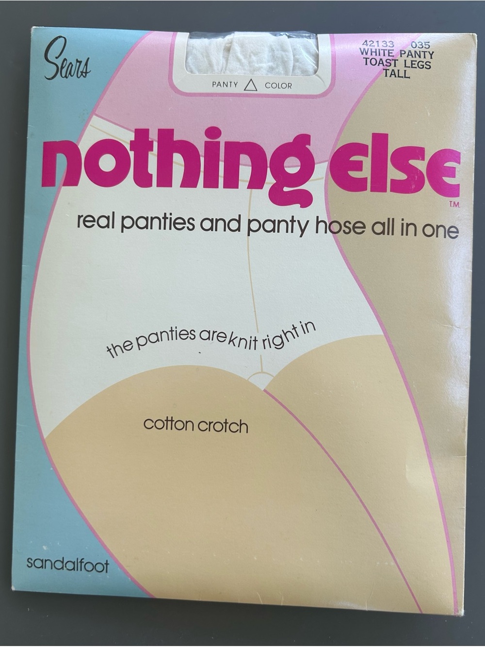 VTG NEW Sears Nothing Else Real Panties Pantyhose All in One Sz TALL Toast 1976